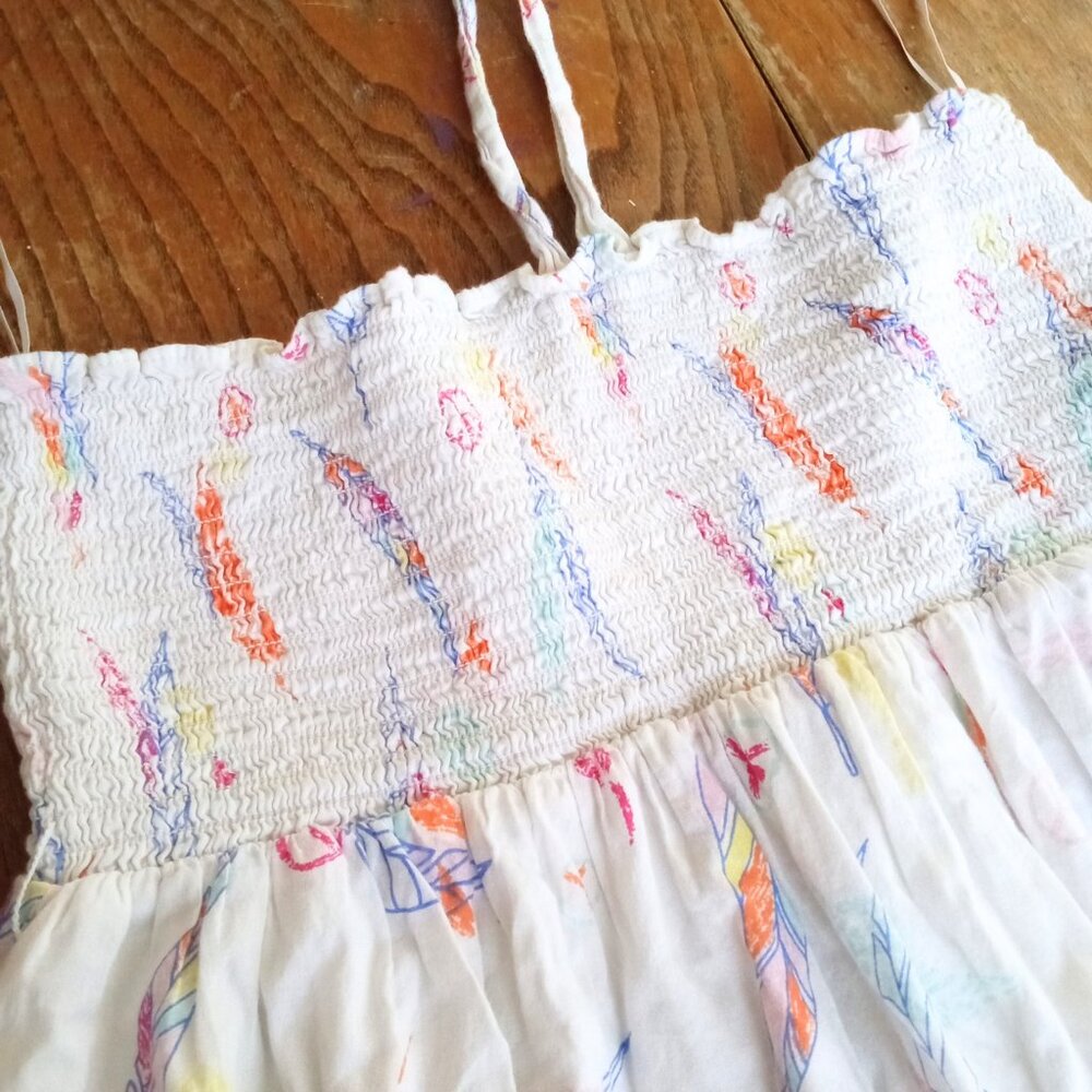 Kids Old Navy Halter Dress, White with Feather Print Size 14